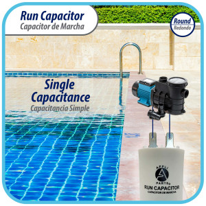 Appli Parts Condensador Capacitor de Marcha 40 Mfd uF (microfaradios) 250VAC CBB60 Cuerpo plastico para bombas de agua y otras aplicaciones Redondo UL E476928 10.8 cm Alto 4.5 cm Ancho CON-40-250-P