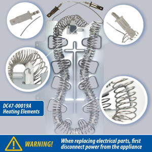 DC47-00019A Appli Parts Kit Resistencia Secadora DC47-00019AKAP 
Incluye: DC47-00019AAP Resistencia, DC47-00018AAP Termostato, DC96-00887AAP Fusible, DC47-00016AAP Fusible