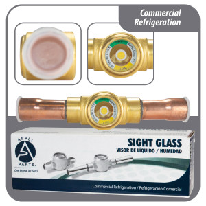 Appli Parts APSG-58AS Visor de Liquido 5/8 pulg Indicador de Humedad con conexiones Soldable con cuerpo solido para Sistemas de Refrigeracion y Aire Acondicionado