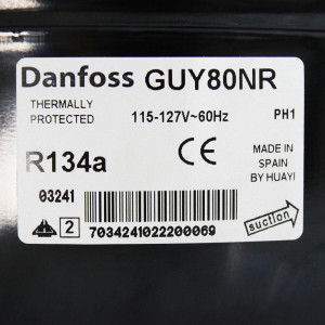 Danfoss GUY80NRB 1/4HP Compatible con R134a, Compresor Fraccionario de Refrigeracion LMBP 115/1/60 (V/Ph/Hz) 123B1303 125B1318