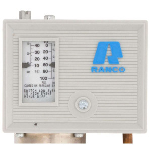 Ranco O10-1483 Presostato de Baja Sencillo, Presion 10 pulg a 100 psig, Diferencial de 10 a 40 psi, Capilar de 36 pulg, para sistemas de Refrigeracion