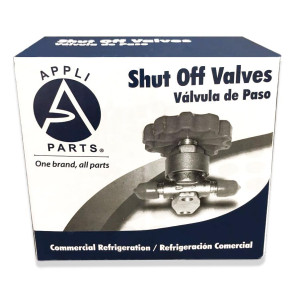 Appli Parts APSV-14 Valvula de Paso 1/4 pulg SAE Flare Rosca, para sistemas de refrigeracion, aire acondicionado y calefaccion, con cuerpo de bronce macizo