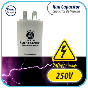 Appli Parts Condensador Capacitor de Marcha 80 Mfd uF (microfaradios) 250VAC CBB60 Cuerpo plastico para bombas de agua y otras aplicaciones Redondo UL E476928 CON-80-250-P