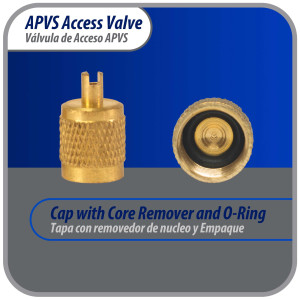 Appli Parts Valvula de acceso de 1/4 SAE x 3/16 pulg OD x con vastago de cobre de 5cm de largo con nucleo y tapa de laton con removedor de nucleo y empacadura APVS-143162
