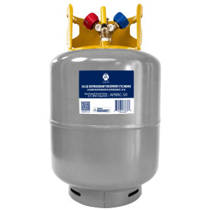 Appli Parts APRRC-50 Cilindro de Recuperacion de Refrigerante 50 lbs, 22.7 L, 406 psi (28 bar), Acero HP295, Doble Valvula Liquido/Vapor, Compatible R12 R22 R134a R410A R407C y mas, uso HVAC