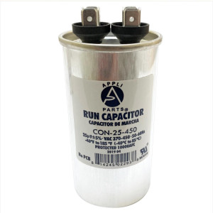 Appli Parts Condensador Capacitor de Marcha 25 Mfd uF (microfaradios) 370VAC o 450VAC CBB65 Universal Aire acondicionado y otras aplicaciones Redondo UL E476928 cm Alto cm Ancho CON-25-450