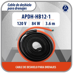 Appli Parts APDH-HB12-1 Resistencia para Tuberia y Drenaje 120 V, 84 W, 3.65 m, Cable Calefactor Anticongelacion para Cuarto Frio, Cava, Congelador y Refrigeracion, 7 W/ft