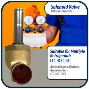 Appli Parts APSOV-38CS Cuerpo Valvula Solenoide Cuerpo 3/8 pulg ODF Soldable, normalmente cerrada NC, Bobina no incluida para refrigerante tipo CFC, HCFC y HFC