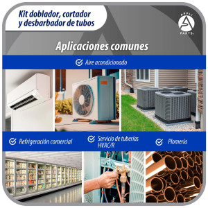 Appli Parts APT-TB999 Doblador, Cortador de Tubo y Desbarbador para tuberias de 1/4, 5/16, 3/8, 1/2, 5/8, 3/4, 7/8 pulg de Cobre, Aluminio, PVC y otros materiales blandos