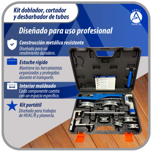 Appli Parts APT-TB999 Doblador, Cortador de Tubo y Desbarbador para tuberias de 1/4, 5/16, 3/8, 1/2, 5/8, 3/4, 7/8 pulg de Cobre, Aluminio, PVC y otros materiales blandos