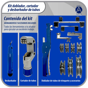 Appli Parts APT-TB999 Doblador, Cortador de Tubo y Desbarbador para tuberias de 1/4, 5/16, 3/8, 1/2, 5/8, 3/4, 7/8 pulg de Cobre, Aluminio, PVC y otros materiales blandos