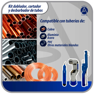 Appli Parts APT-TB999 Doblador, Cortador de Tubo y Desbarbador para tuberias de 1/4, 5/16, 3/8, 1/2, 5/8, 3/4, 7/8 pulg de Cobre, Aluminio, PVC y otros materiales blandos
