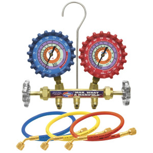 Uniweld QS4L3H Juego Manometro Completo (Compatible con R410A, R22, R404A) Psi/ F con Mangueras 3 pies
