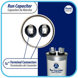 Appli Parts Condensador Capacitor de Marcha 40 Mfd uF (microfaradios) 370VAC o 450VAC CBB65 Universal Aire acondicionado y otras aplicaciones Redondo UL E476928 10cm Alto 5cm Ancho CON-40-450