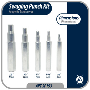 Appli Parts APT-SP193 Juego de Expansores 1/4, 5/16, 3/8, 1/2, 5/8 pulg, para usar en cualquier tubo de metal blando