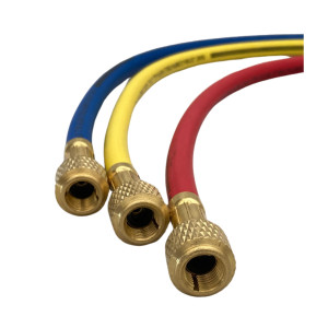 Uniweld HC5SMB 60 pulg, Mangueras para Manometros, Roja, Amarilla y Azul, 1/4 pulg Conexion, para uso en Refrigeracion y Aire Acondicionado, CFC,HCFC,HFC, Soft Magic Barrier