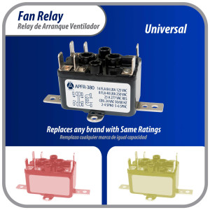 Appli Parts APFR-380 Rele de Contacto Seco NO y NC, 25 A, 90-380 V, Bobina 24 V, puntos de conexion 1-3 Coil, 2-4 NO, 5-6 NC. Usos: Control de Dampers, Valvulas, Inversión, Aire Acondicionado y mas