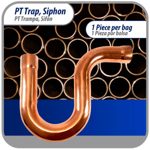 Appli Parts AP-PT138 Sifon de Cobre de 1-3/8 pulg Trampa de Aceite CxC Conexiones soldadas para aplicaciones de refrigeracion, aire acondicionado y plomeria Tuberia de Cobre ACR y tipo L