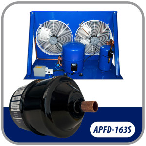 Appli Parts APFD-163S Filtro Secador 3/8 pulg para linea Liquido para Sistemas de Refrigeracion y aire acondicionado 163S ODF Soldable Universal Unidireccional 178mm Largo 76mm Ancho