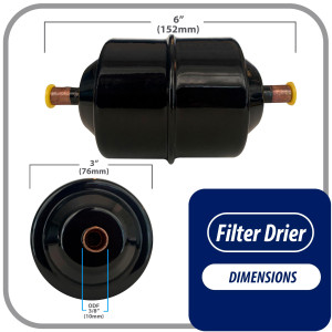 Appli Parts APFD-163S Filtro Secador 3/8 pulg para linea Liquido para Sistemas de Refrigeracion y aire acondicionado 163S ODF Soldable Universal Unidireccional 178mm Largo 76mm Ancho