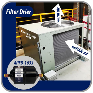 Appli Parts APFD-163S Filtro Secador 3/8 pulg para linea Liquido para Sistemas de Refrigeracion y aire acondicionado 163S ODF Soldable Universal Unidireccional 178mm Largo 76mm Ancho