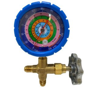 Appli Parts APMG-A3L Manometro Sencillo Baja presion Compatible con R134a, R22, R404A, R410A, analogo con escala de temperatura en Fahrenheit y conexiones de 1/4 de pulg