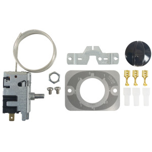 Danfoss 077B7100 Termostato de control Refrigerador comercial 1 puerta 077B7100 077B0967L Cut-in Frio -9.5C Cut-out Frio -18.0C Cut-in Caliente +8.5C Cut-Out Caliente +3.0C Capilar 1200mm
B0
