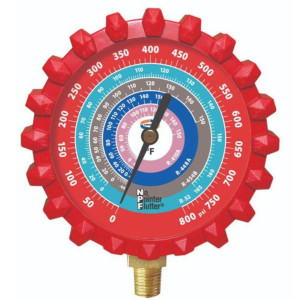 Esfera Manometro G439ND A2L Roja Alta 80mm Compatible con R32, R454B, R448A, R410A, Psi/ F

