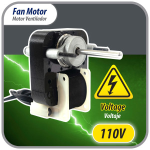 Appli Parts APFM-670 1/130 Hp Motor Ventilador, 110 V, 50/60 Hz, 3000 rpm, rotacion Reversible, Kit Universal, eje 3/16 in x 1-1/4 in largo, incluye 2 Aspa 4 y 5.5 in , UL, Remplaza NUV-670, SM670