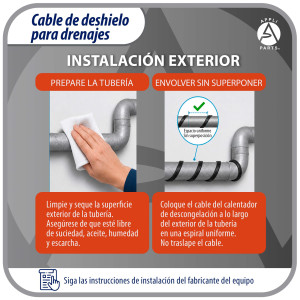 Appli Parts APDH-HB18-1 Resistencia para Tuberia y Drenaje 120 V, 126 W, 5.5 m, Cable Calefactor Anticongelacion para Cuarto Frio, Cava, Congelador y Refrigeracion, 7 W/ft