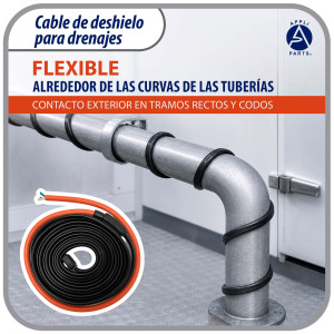 Appli Parts APDH-HB18-1 Resistencia para Tuberia y Drenaje 120 V, 126 W, 5.5 m, Cable Calefactor Anticongelacion para Cuarto Frio, Cava, Congelador y Refrigeracion, 7 W/ft