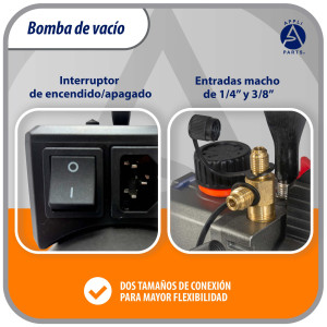 Appli Parts APVCP-313 Bomba de Vacio HVAC 3.0 CFM 1/4 HP 1 Etapa 115/220 V 50-60 Hz para Calefaccion, Aire Acondicionado, A/C Automotriz y Refrigeracion, Entradas 1/4 y 3/8 in