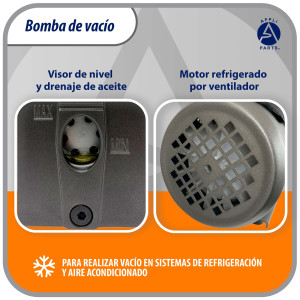 Appli Parts APVCP-313 Bomba de Vacio HVAC 3.0 CFM 1/4 HP 1 Etapa 115/220 V 50-60 Hz para Calefaccion, Aire Acondicionado, A/C Automotriz y Refrigeracion, Entradas 1/4 y 3/8 in