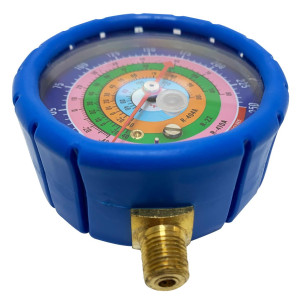 Appli Parts APMG-GA3L Esfera de Baja Compatible con R134a, R22, R404A, R410A, 1/4 pulg SAE, Escala Presion psi, Escala Temperatura Fahrenheit