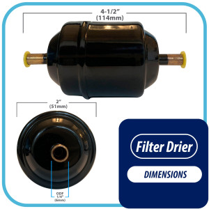 Appli Parts APFD-052S Filtro Secador 1/4 pulg para linea Liquido para Sistemas de Refrigeracion y aire acondicionado 052S ODF Soldable Universal Unidireccional 114mm Largo 51mm Ancho