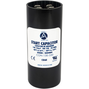 Appli Parts CON-130-330 Capacitor de Arranque 130-156 MFD (microfaradios) uF, 330 VAC. Universal para Motores Electricos, condensador de arranque de 3.7 cm de Diametro, 8.6 cm de Alto
