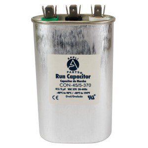 Appli Parts CON-45/5-370 Condensador Capacitor de Marcha 45+5 Mfd uF (microfaradios) 370VAC CBB65 Universal Aire acondicionado y otras aplicaciones Ovalado UL, 5.1cm Ancho 2.5cm Prof 10.2cm Alto