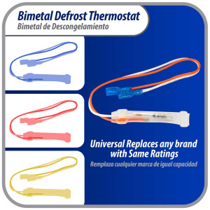 Appli Parts APBT-FT2076 Bimetal Termico Tipo Asiatico 2 Cables Fusible Temperatura 76 C con cables Amarillo y Blanco, Remplaza BIM-2076, Sanyo Termodisco