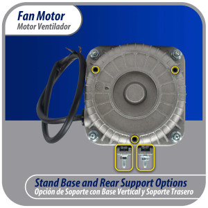Appli Parts APFM-51E Motor Ventilador 5W Condensador y Evaporador 115V 60Hz 0.4A, Incluye Aspa de Aluminio de 20cm y Base de Montaje, Repuesto Universal para Equipos de Refrigeracion Comercial