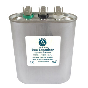 Appli Parts CON-60/5-370 Condensador Capacitor de Marcha 60+5 Mfd uF (microfaradios) 370VAC CBB65 Universal Aire acondicionado y otras aplicaciones Ovalado UL, 7.6cm Ancho 4.5cm Prof 10.2cm Alto