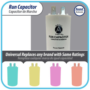 Appli Parts Condensador Capacitor de Marcha 25 Mfd uF (microfaradios) 250VAC CBB60 Cuerpo plastico para bombas de agua y otras aplicaciones Redondo UL E476928 8 cm Alto 4 cm Ancho CON-25-250-P