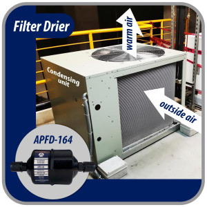 Appli Parts APFD-164 Filtro Secador 1/2 pulg para linea Liquido para Sistemas de Refrigeracion y aire acondicionado 164 SAE Rosca Universal Unidireccional 178mm Largo 76mm Ancho
