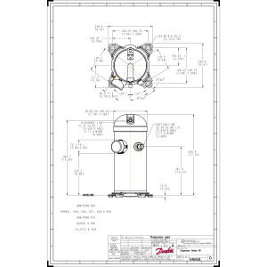 Danfoss HRH056U2LP6 4.7 tons 56.000 btu/h Compatible con R410A, Compresor Scroll para Aire Acondicionado 208-230/3/60 (V/Ph/Hz) Descarga 1/2 pulg, Succion 7/8pulg, ODF, Aceite PVE 121L1476, 121L1473