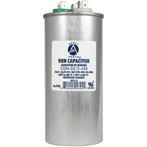 Appli Parts CON-50/5-450 Condensador Capacitor de Marcha 50+5 Mfd uF (microfaradios) 370VAC o 450VAC CBB65 Universal Aire acondicionado y otras aplicaciones Redondo UL E476928 13.3cm Alto 5.4cm Ancho