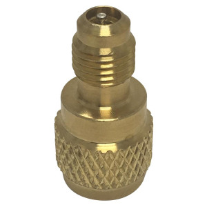 Appli Parts APCA-14516 Adaptador de Carga Compatible con R410A, Mini Split  de 1/4 pulg Hembra x 5/16 pulg Macho, SAE,con Valvula Gusanillo y Depresor
