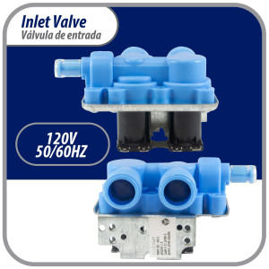 Appli Parts WH13X81 Valvula entrada de agua para lavadora 2 Entradas de 3/4 NPT y 1 Salida 1/2 conexion rapida 110-120V 50/60Hz remplazo universal lavadoras General Electric y otras marcas APIV-2111