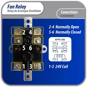 Appli Parts APFR-380 Rele de Contacto Seco NO y NC, 25 A, 90-380 V, Bobina 24 V, puntos de conexion 1-3 Coil, 2-4 NO, 5-6 NC. Usos: Control de Dampers, Valvulas, Inversión, Aire Acondicionado y mas