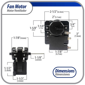 Appli Parts APFM-2268 Motor Ventilador para evaporadores de refrigeradoras 110 V, 60 Hz, 0.12 A, 7.5 W, 2500 rpm, CCW Giro contrario a las agujas del reloj, eje 2.8cm Sirve 200D2940P001C, WR01F02268