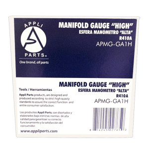 Appli Parts APMG-GA1H Esfera Alta Compatible con R410A, para Manometro 1/4 pulg SAE, Escala Dual Presion Kpa/psi, Escala Dual Temperatura Fahrenheit/Centigrados