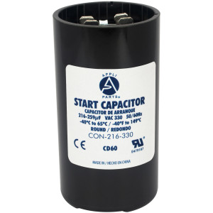 Appli Parts CON-216-330 Capacitor de Arranque 216-259 MFD (microfaradios) uF, 330 VAC. Universal para Motores Electricos, condensador de arranque de 4.6 cm de Diametro, 8.6 cm de Alto